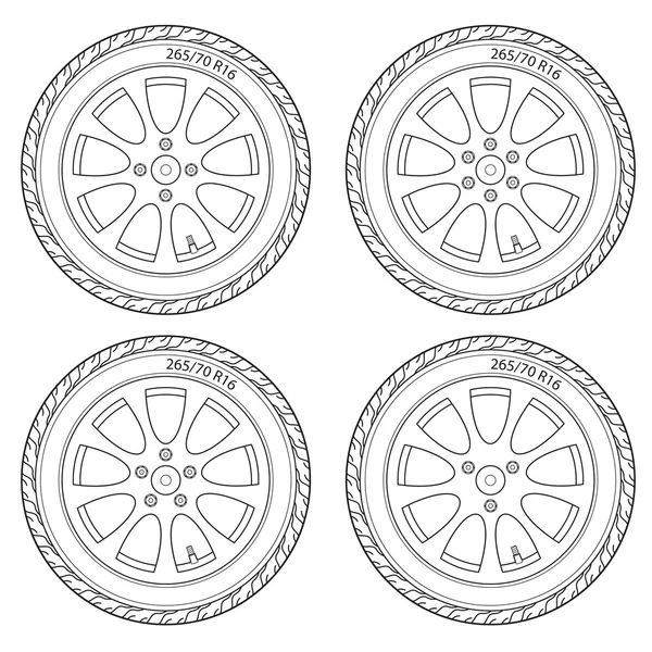 汽车车轮，矢量图 — 图库矢量图片