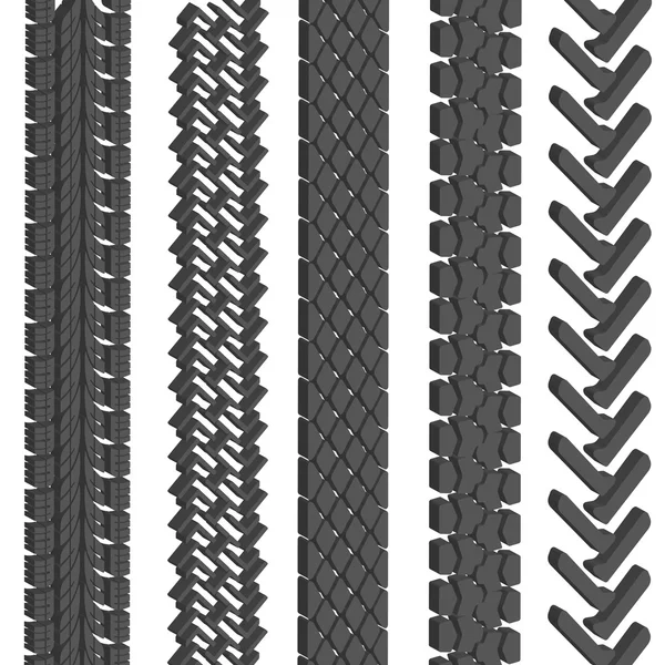 Jeu d'empreintes de pneus détaillées — Image vectorielle