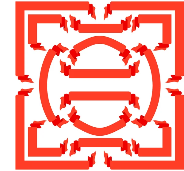 Set rubans et bannières rouges, illustration vectorielle — Image vectorielle