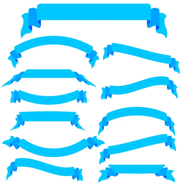 Conjunto de cintas azules y pancartas, ilustración vectorial — Vector de stock
