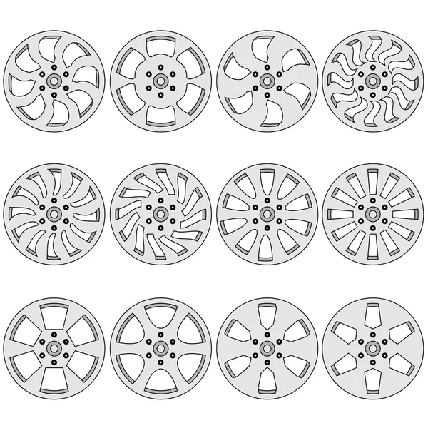 Auto lichtmetalen wielen, vectorillustratie — Stockvector