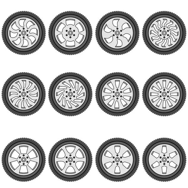 Automotive hjul med lättmetallfälgar, vektor illustration — Stock vektor