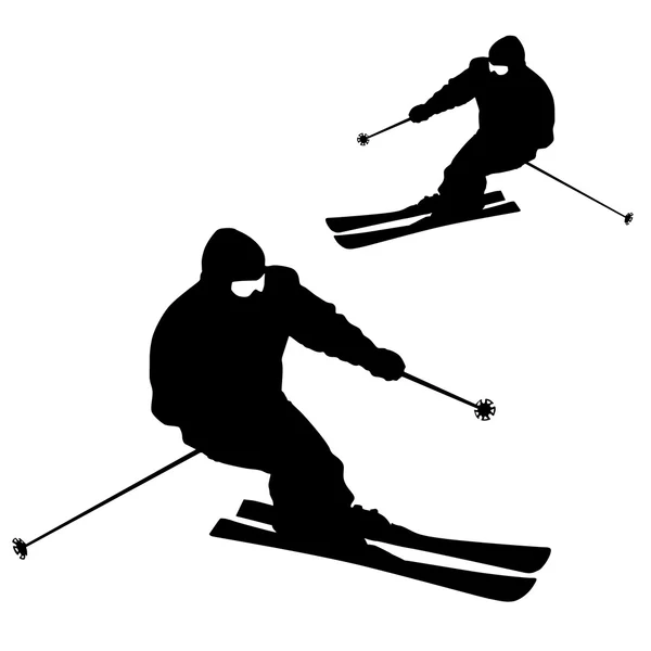 Bergskiër die afdalingen maakt. Vector sport silhouet. — Stockvector