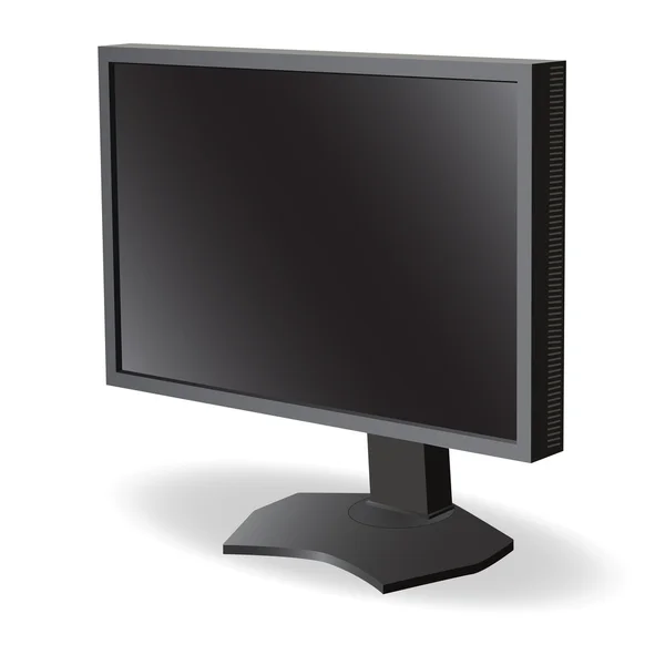 Monitor de tv lcd preto no fundo branco. Ilustração vetorial — Vetor de Stock