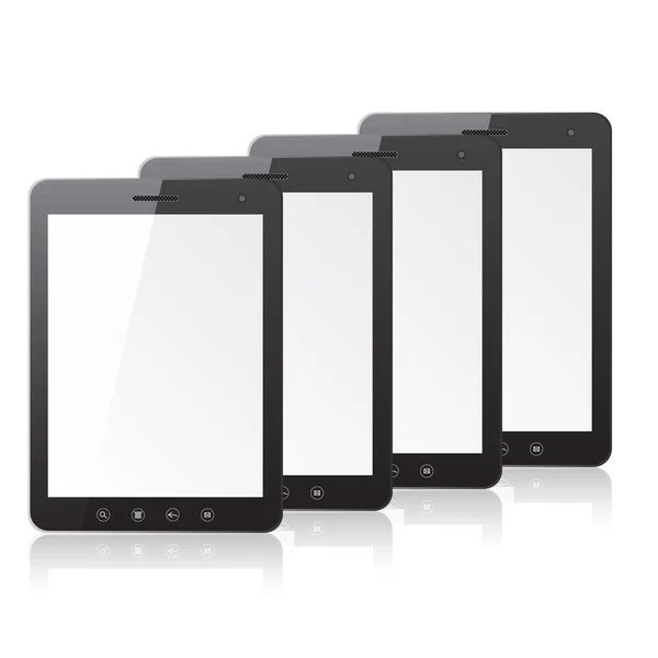 Quatro tablet PC computador com tela em branco — Vetor de Stock