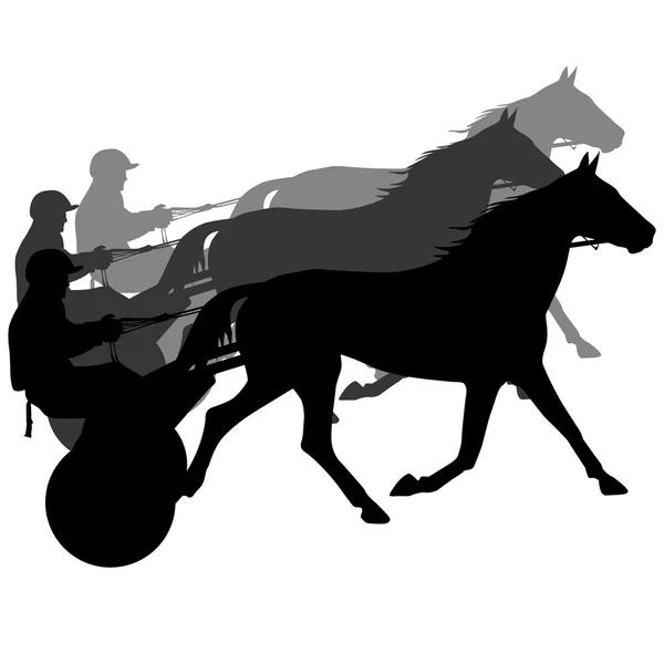 Vector silhouette of horse and jockey — Stock Vector