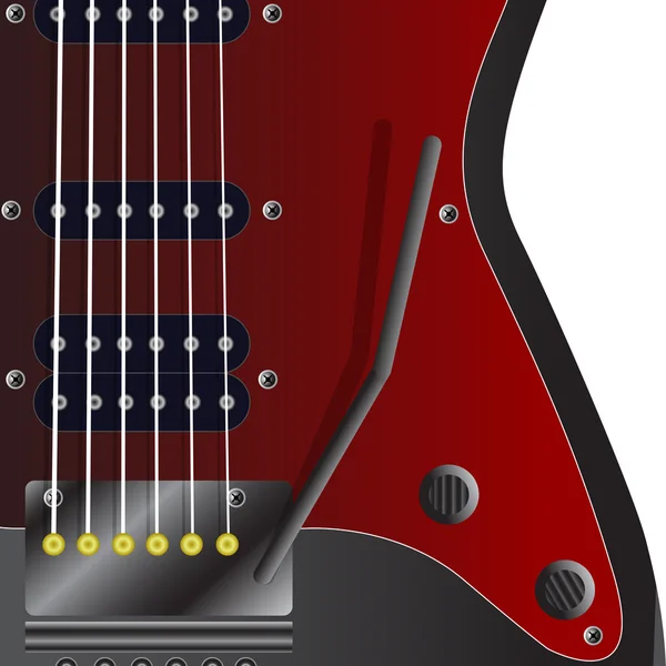 Guitarra eléctrica negra sobre fondo blanco — Vector de stock