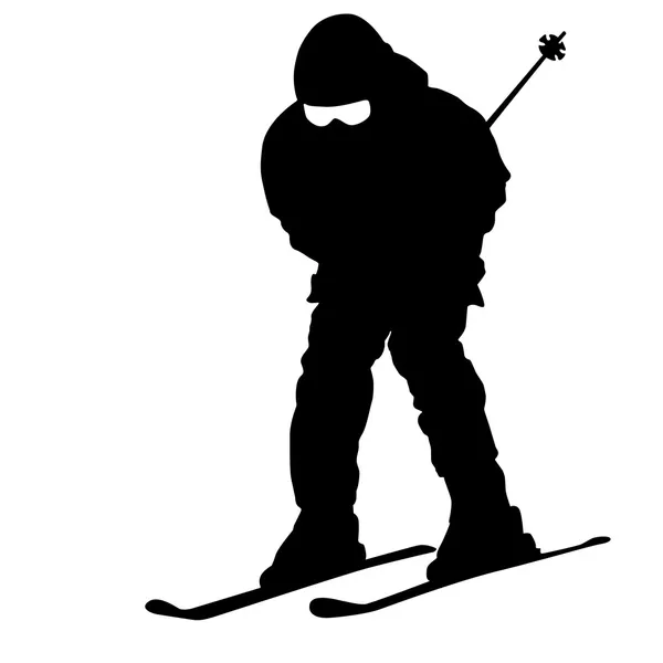 Mountain skier speeding down slope. Vector sport silhouette. — Stock Vector