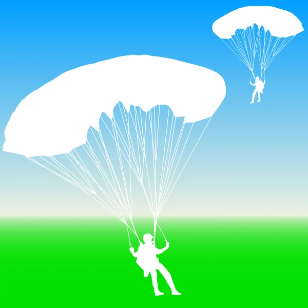 Skydiver, silhouettes parachuting vector illustration — Stock Vector