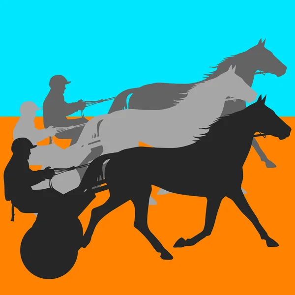 Silueta vectorial de caballo y jinete — Vector de stock