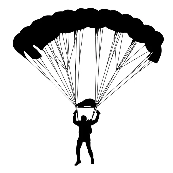 Skydiver, silhouetten parachutespringen vector illustratie — Stockvector