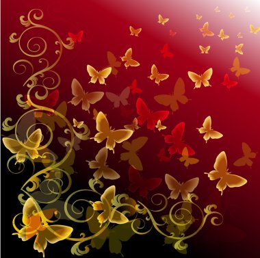 Abstract colourful background with butterflies