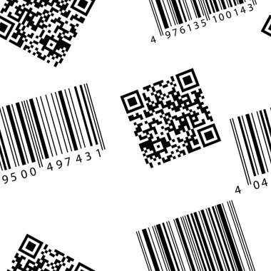 Barkod ve qr-code. Dikişsiz vektör duvar kağıdı.