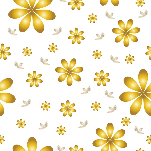 Floral wallpaper with set of different flowers. — Stock Vector