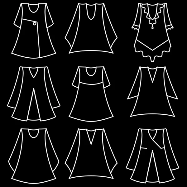 Vector set of fashionable dresses for girl — Stock Vector