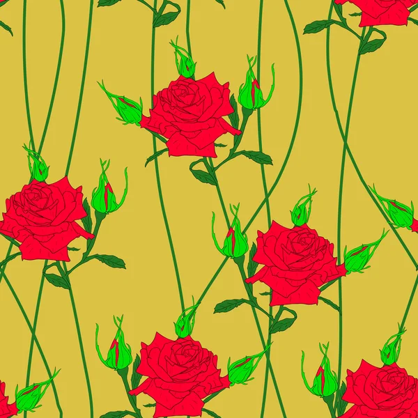 Fondo sin costuras con rosas de flores . — Archivo Imágenes Vectoriales