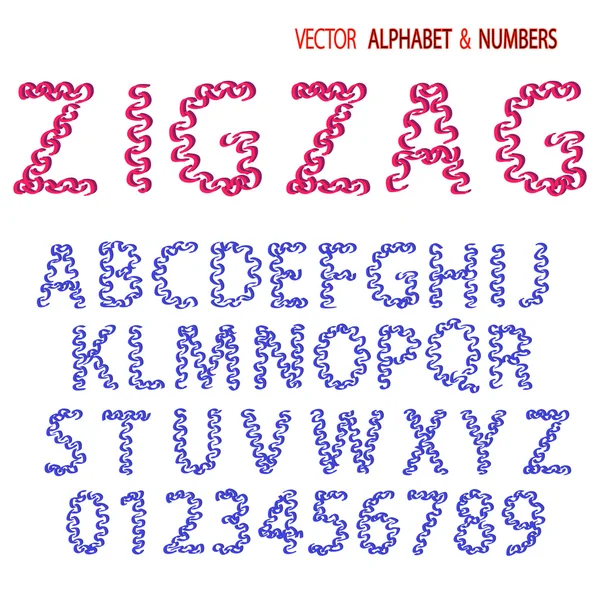 Hand drawing ornamental alphabet zigzag — Stock Vector