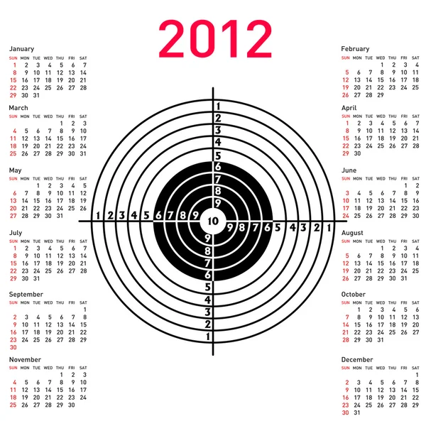 Calendar with target for shooting practice at a shooting range w — Stock Vector