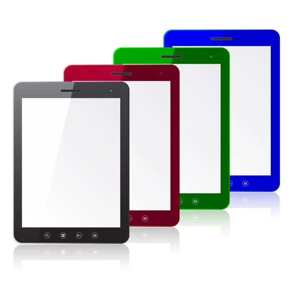 Computer tablet a quattro colori con schermo vuoto — Vettoriale Stock