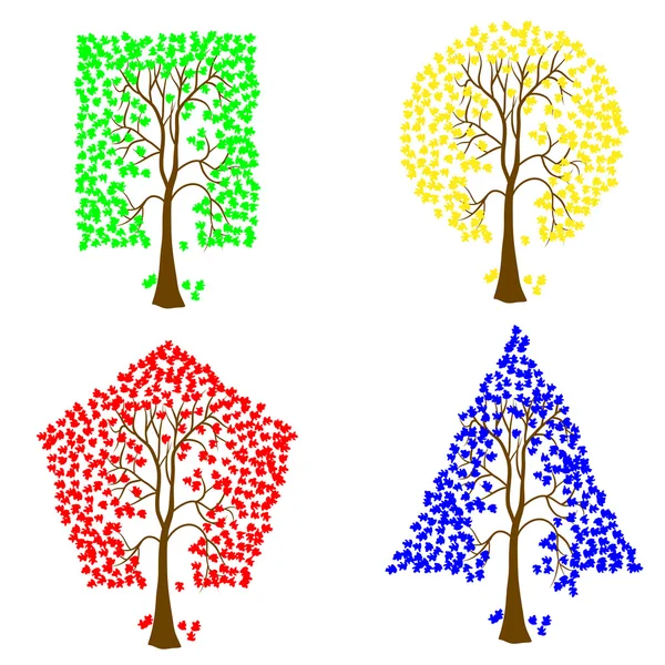 Δέντρα διαφορετικά γεωμετρικά σχήματα. — Διανυσματικό Αρχείο