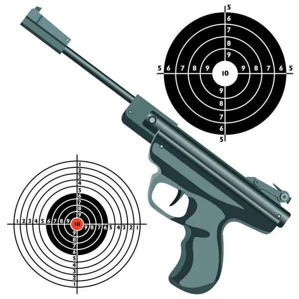 Vuurwapen, het pistool tegen het doelwit. vector — Stockvector