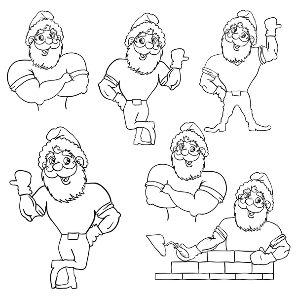 Un conjunto de imágenes musculoso Santa Claus — Vector de stock