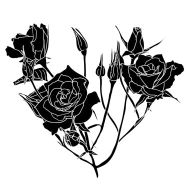 Çiçek tasarımı ögesi ve el çizimi, vektör illüstrasyonu