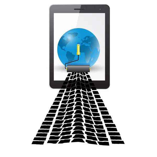 Tablette PC avec écran de voiture de piste — Image vectorielle