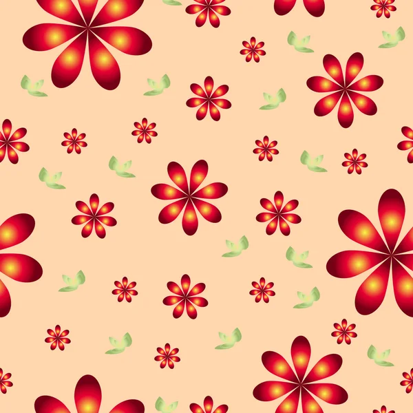 Papel de parede floral com conjunto de flores diferentes . — Vetor de Stock
