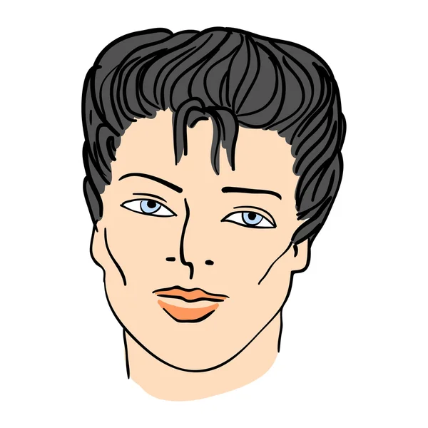 Modella disegnata a mano. Illustrazione vettoriale. il volto dell'uomo — Vettoriale Stock