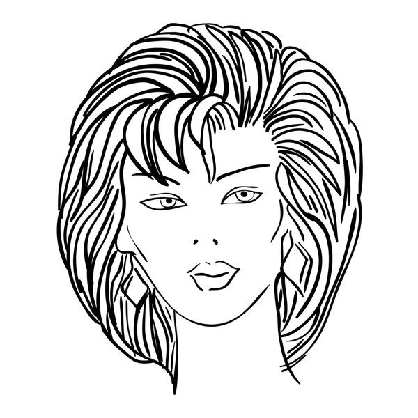 Modèle de mode dessiné à la main. Illustration vectorielle. Visage de femme — Image vectorielle