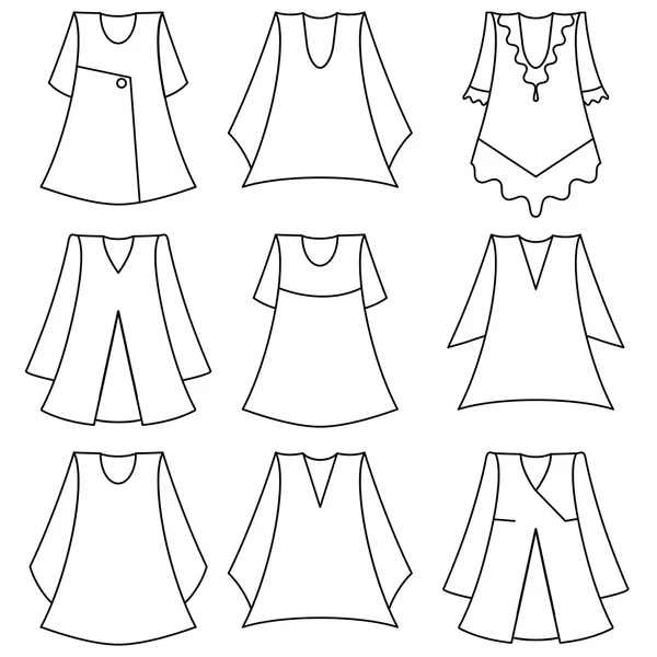 Vector conjunto de vestidos de moda para niña — Archivo Imágenes Vectoriales