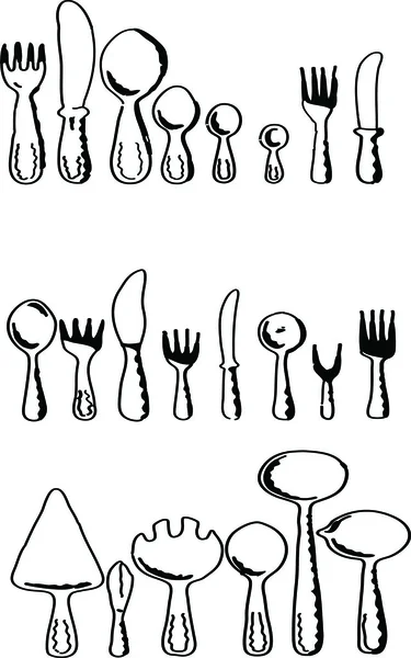 Silhouettes d'accessoires de cuisine — Image vectorielle