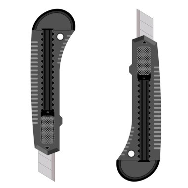 Kağıt için beyaz arkaplan üzerine plastik bıçaklar.
