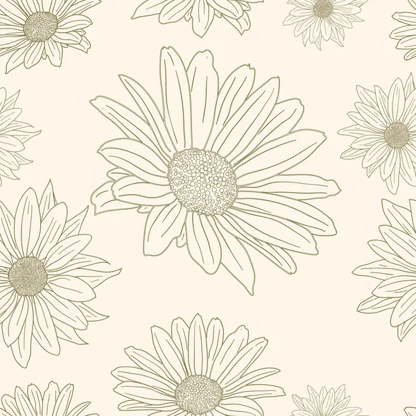 Papel de parede floral desenhado à mão com conjunto de flores diferentes — Vetor de Stock