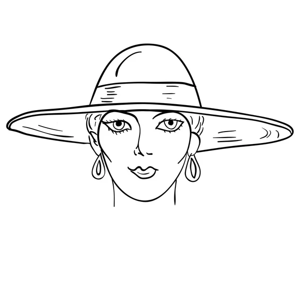 Modelo de moda dibujada a mano. Ilustración vectorial. Cara de mujer — Archivo Imágenes Vectoriales