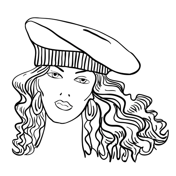 Modèle de mode dessiné à la main. Illustration vectorielle. Visage de femme — Image vectorielle