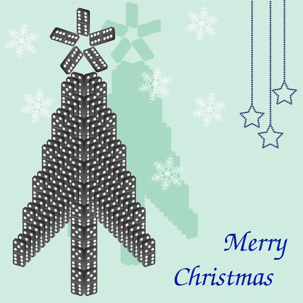 一棵美丽的多米诺树。圣诞贺卡. — 图库矢量图片