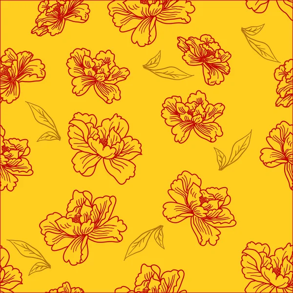 Seamless wallpaper a seam with flower and leaves — Stock Vector
