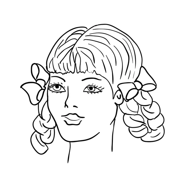 Modelo de moda dibujada a mano. Ilustración vectorial. Cara de mujer — Vector de stock