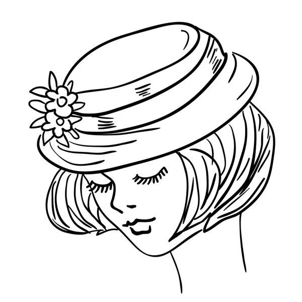 Modèle de mode dessiné à la main. Illustration vectorielle. Visage de femme — Image vectorielle