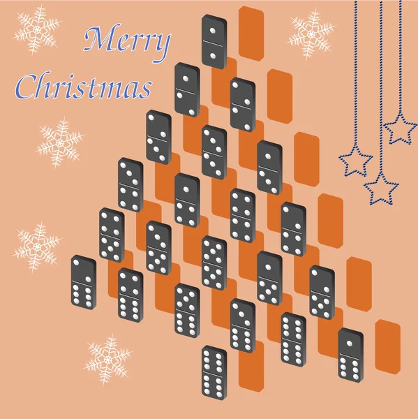 Un bel arbre de dominos. Carte de Noël. — Image vectorielle