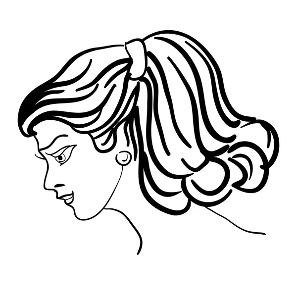 Modelo de moda dibujada a mano. Ilustración vectorial. Cara de mujer — Archivo Imágenes Vectoriales