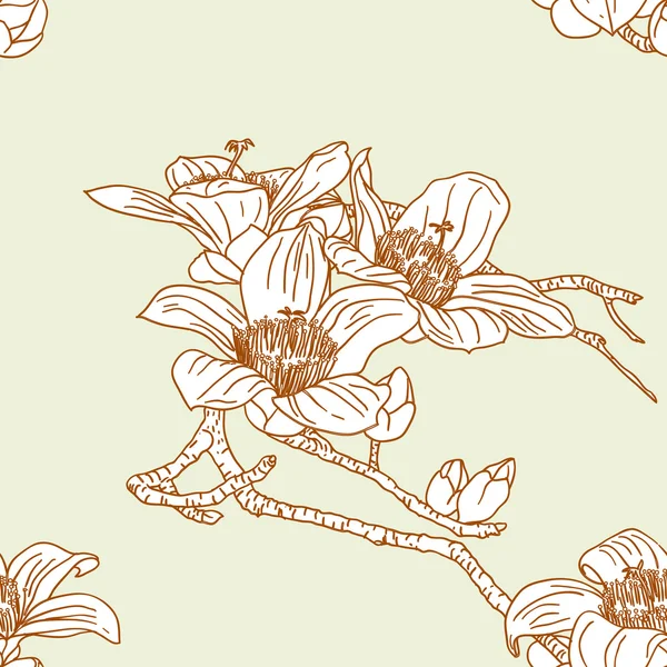 Fondo de pantalla sin costuras con flores de orquídea — Vector de stock