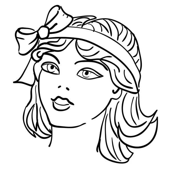 Modelo de moda dibujada a mano. Ilustración vectorial. Cara de mujer — Vector de stock