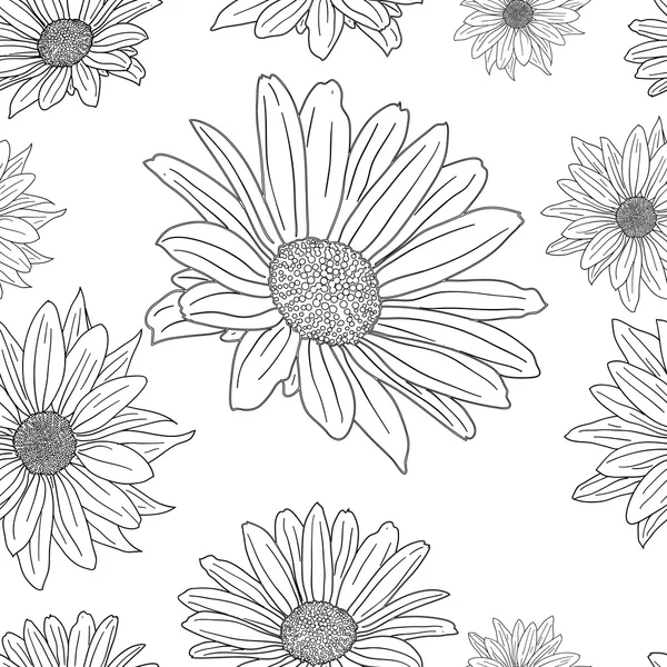 Hand drawn floral wallpaper with set of different flowers. — Stock Vector