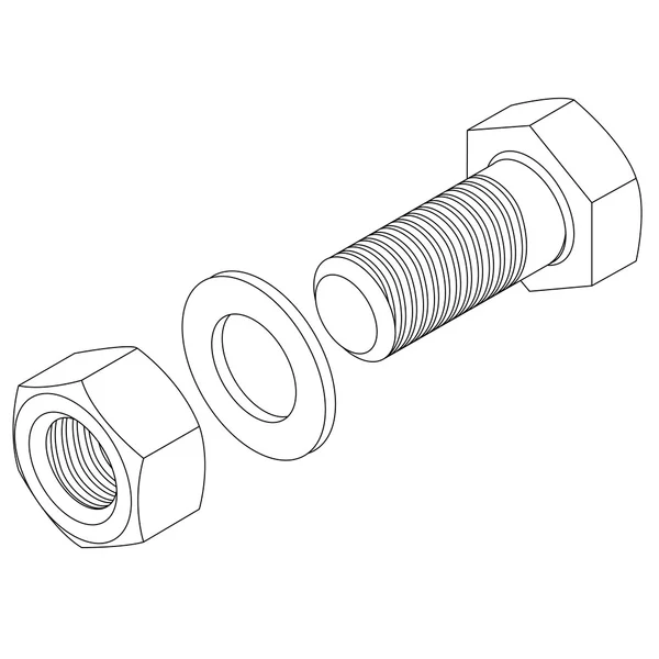 Boulon et écrou en acier inoxydable . — Image vectorielle