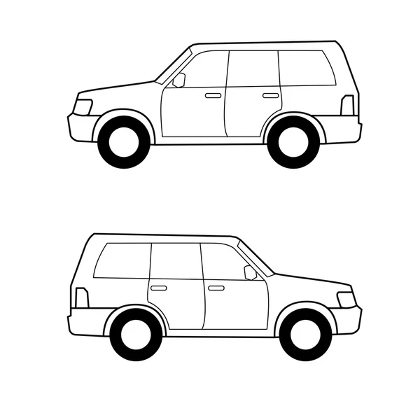 Автомобиль, векторные черные линии на белом фоне — стоковый вектор