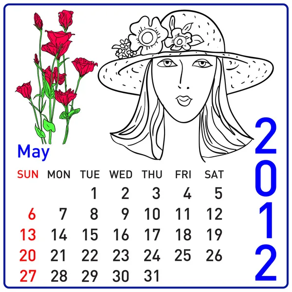 2012 ano calendário em vetor. Maio . — Vetor de Stock
