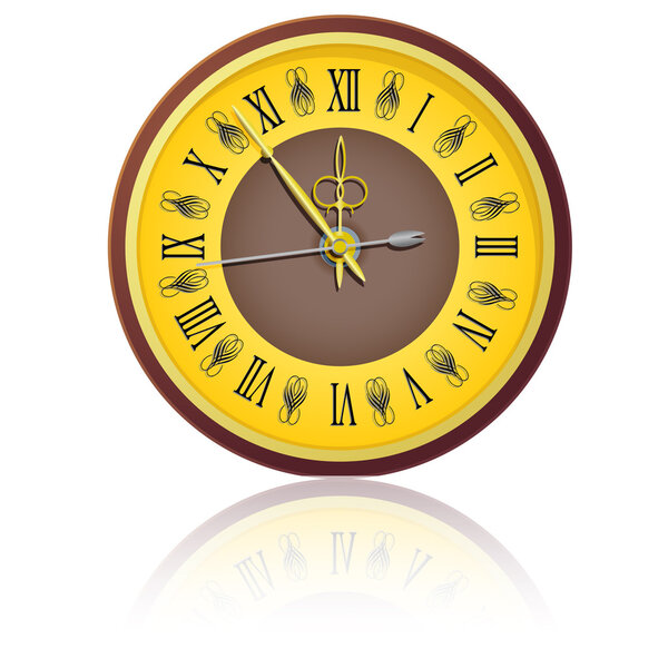 The vintage clock shortly before midnight. vector.